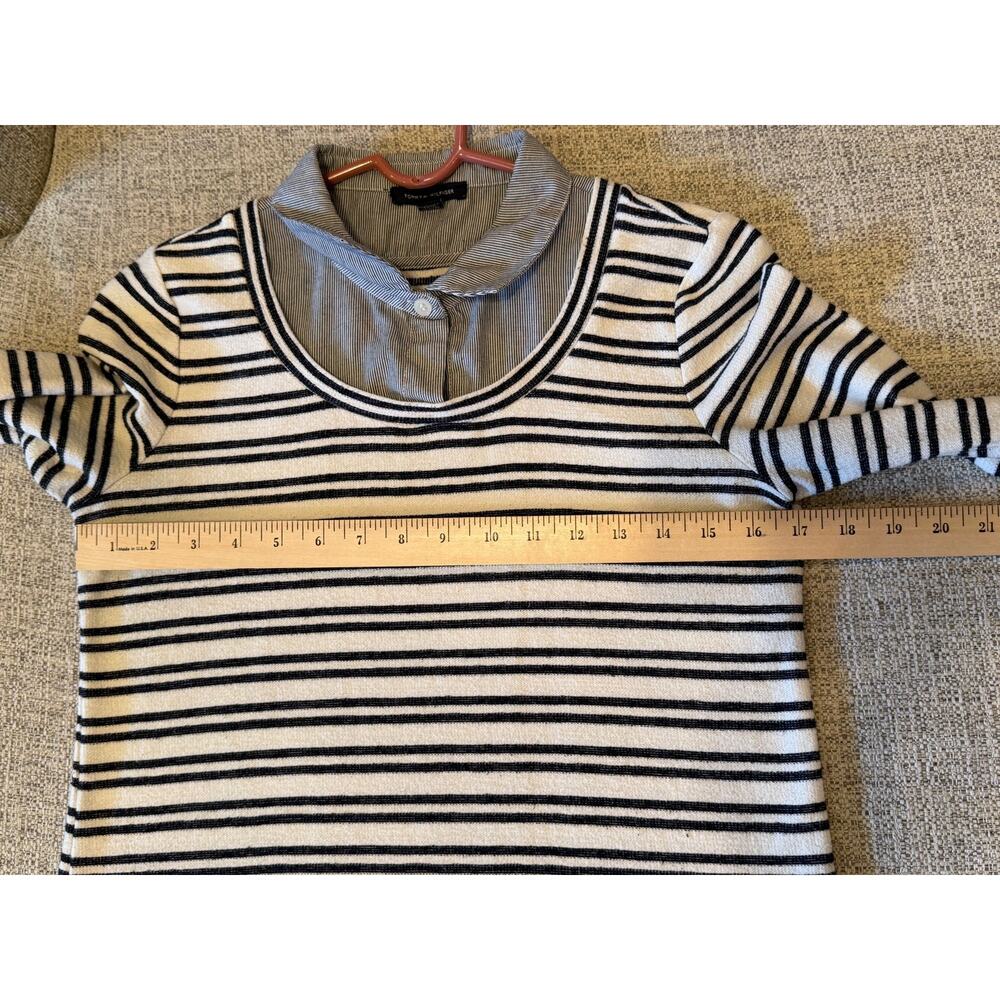 Tommy Hilfiger Layered Look Preppy Casual Navy Striped Collar Sweater Women’s S - Picture 6 of 9